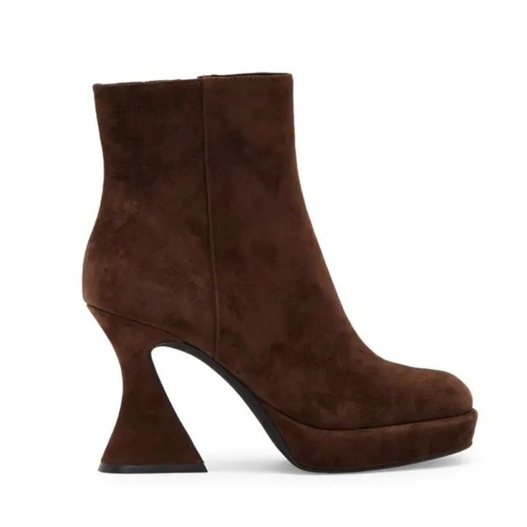 Jeffrey Campbell Shoes - Jeffrey Campbell Humanity Brown Suede Platform Booties Fluted Heel NWT Size 7